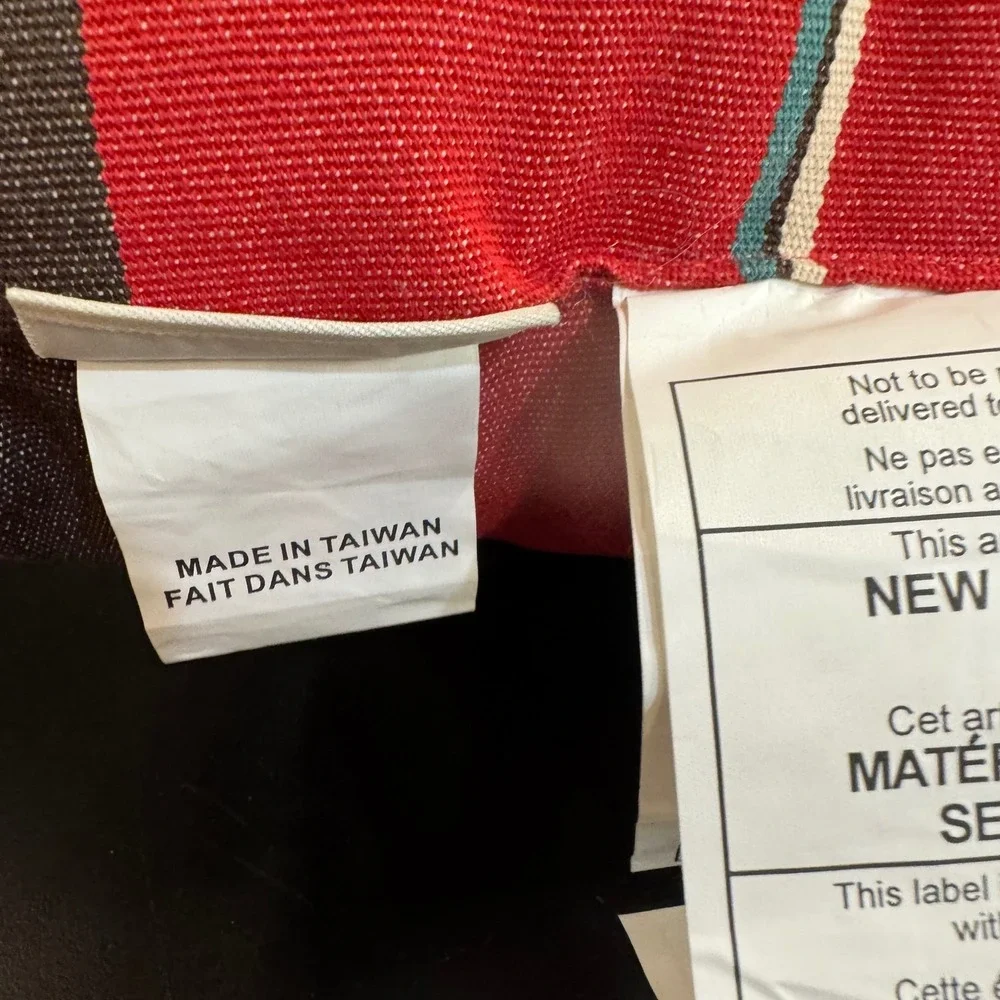 Pottery Barn Outdoor Pillow 20x20 Red Multi-Stripe Weather Resistant Accent